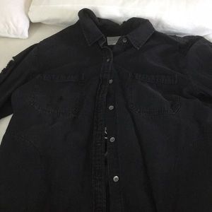 flannel with everything is great rose embroidery